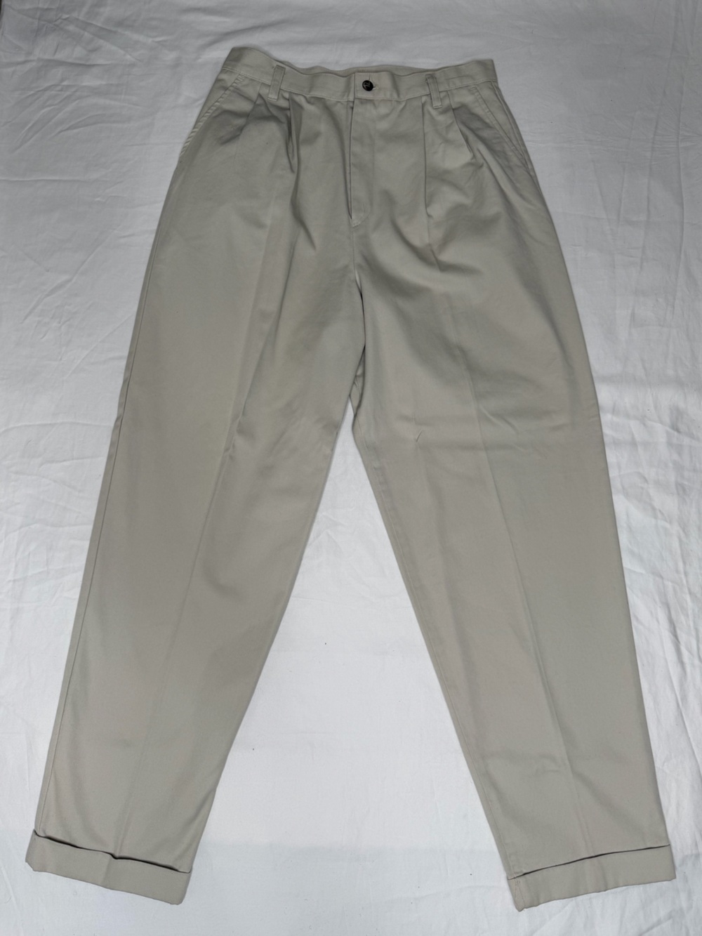 Vintage 90s Chino Pants Womens Tan Khaki Pleated Trousers Size 14